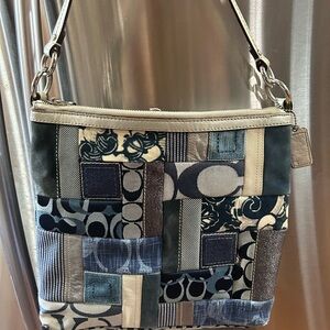 COACH  Multi-color Canvas  Patchwork & leather  hobo bag  # F13723